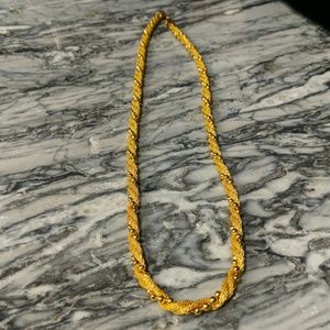 Brassy rope and beaded necklace
